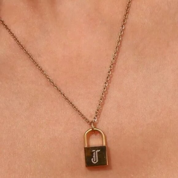 “Emery” 18K Monogram Lock Necklace - Picture 4 of 5